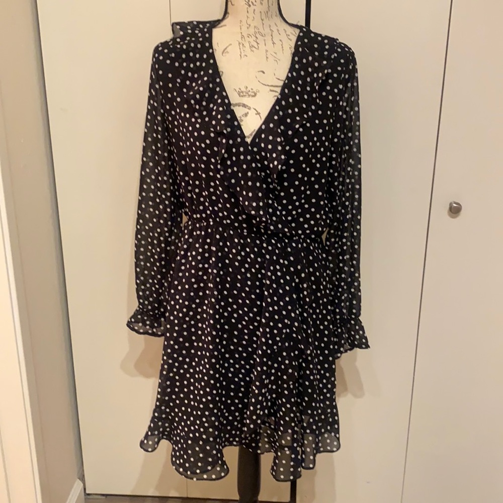 H&M polka dot long sleeve wrap dress